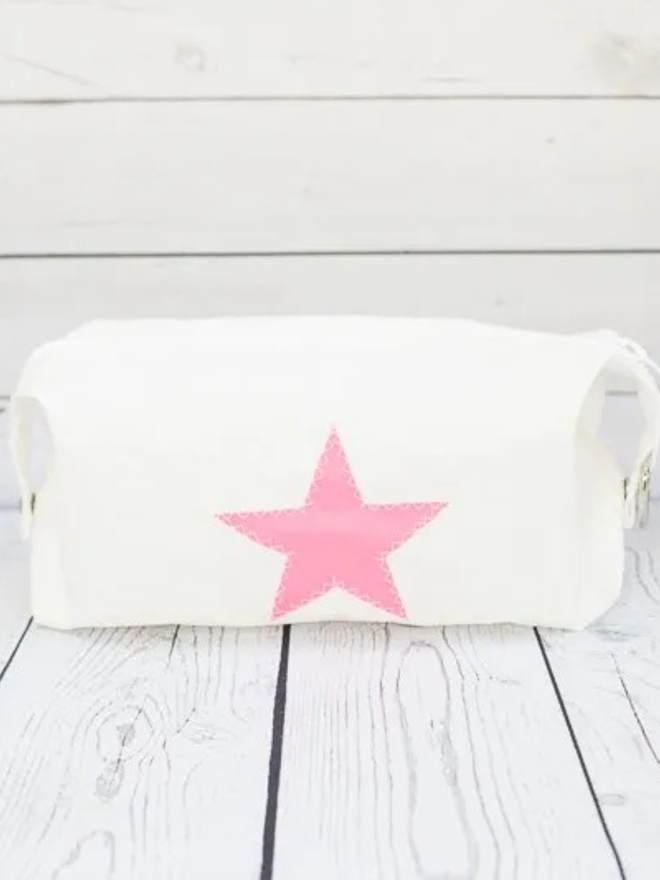 star canvas wash bag pink