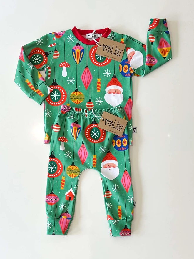 baby toddler lounge set for christmas, christmas print