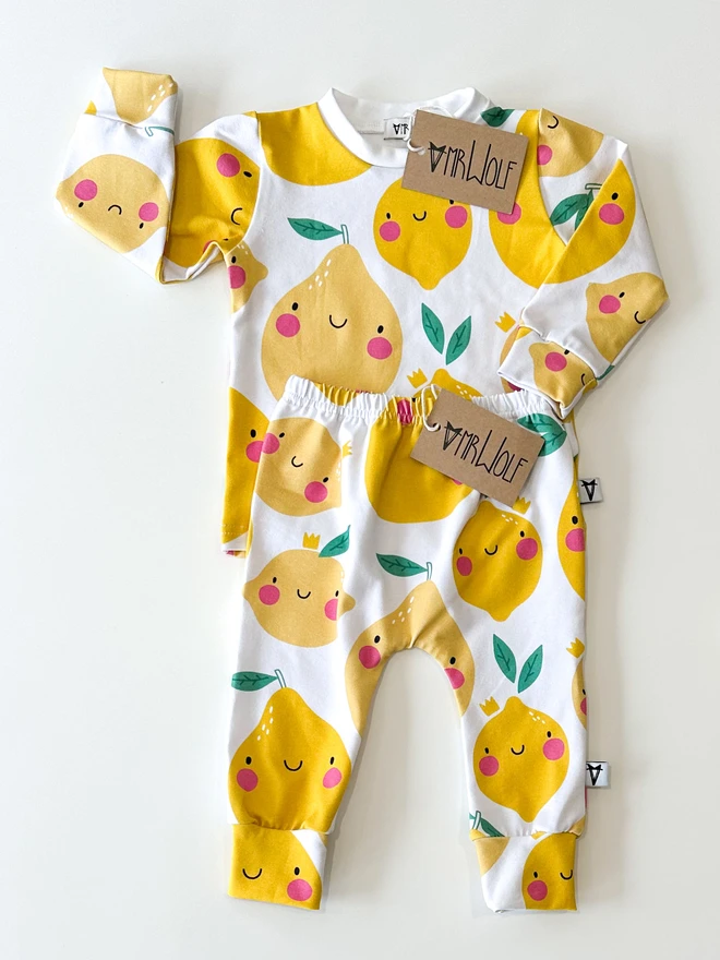 baby leggings, lemon print, cute lemon faces, baby leggings, toddler leggings, fun kids leggings