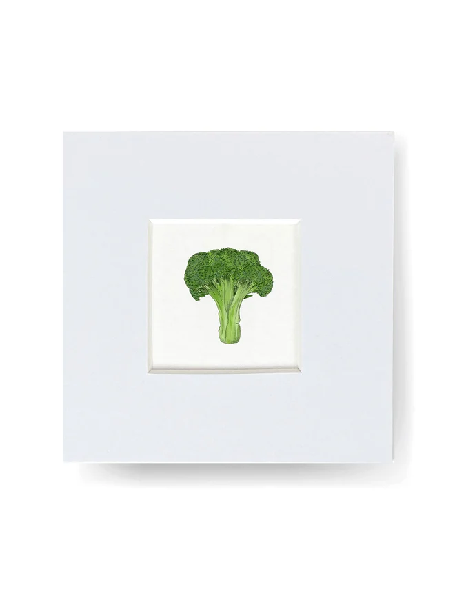 Tiny print with mount featuring a Broccoli illustration 