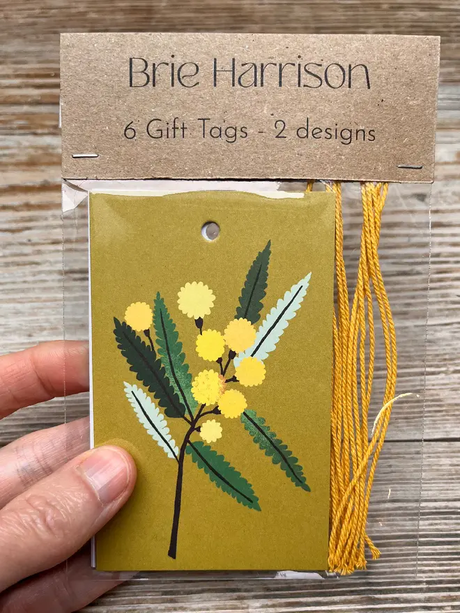 illustrated mimosa gift tags