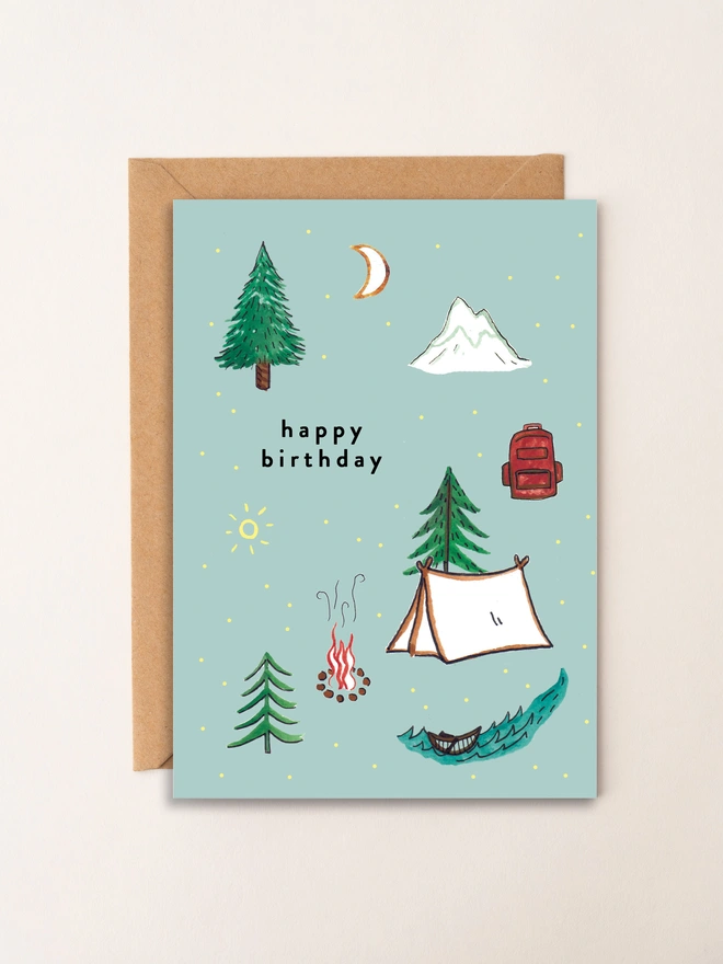 happy birthday camping card