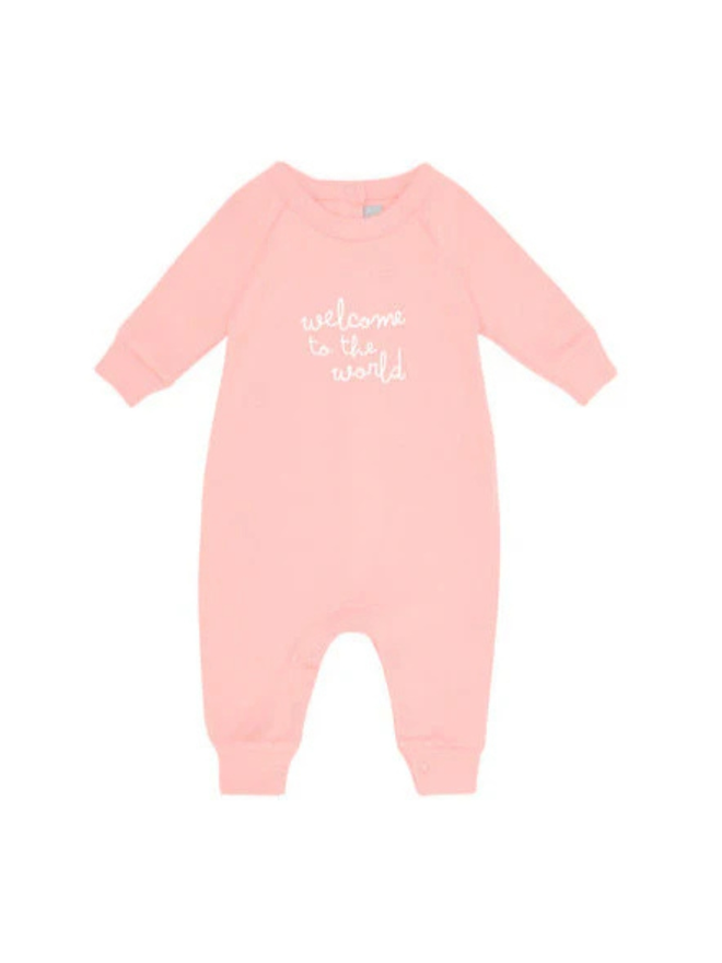 pink welcome to the world baby onesie