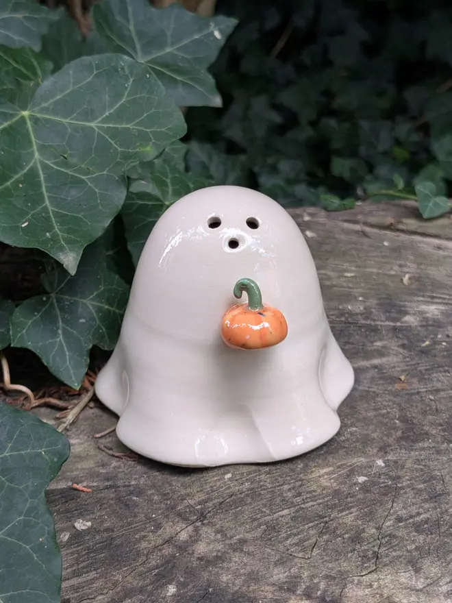 Ceramic Ghost with Pumpkin Decoration 