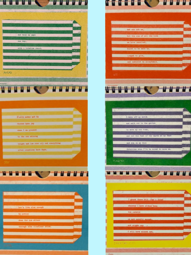poetic risograph prints in a calendar