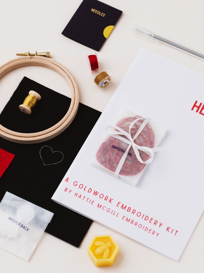 goldwork heart kit contents