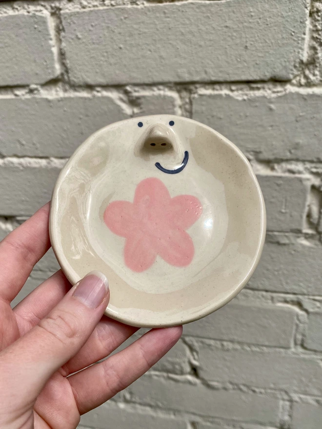 pink flower trinket tray
