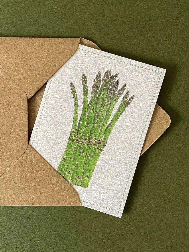 Garden Lover's Watercolour Asparagus Greetings Card 