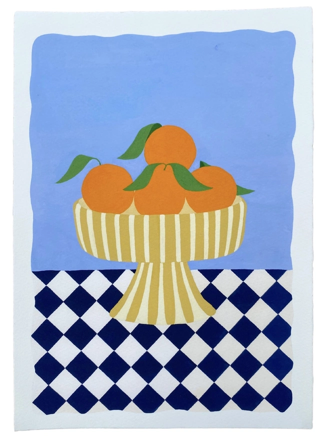 'Oranges On Checkerboard' Limited Edition Print