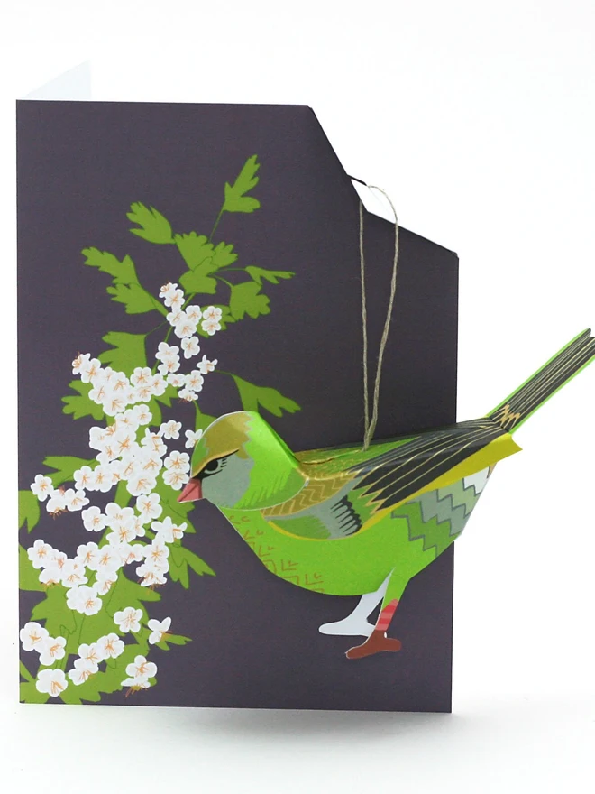 Card With 3D Greenfinch Ornament