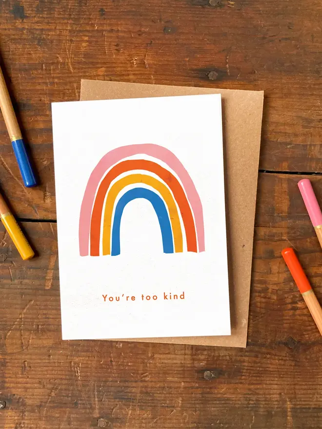 too kind illustrated rainbow card