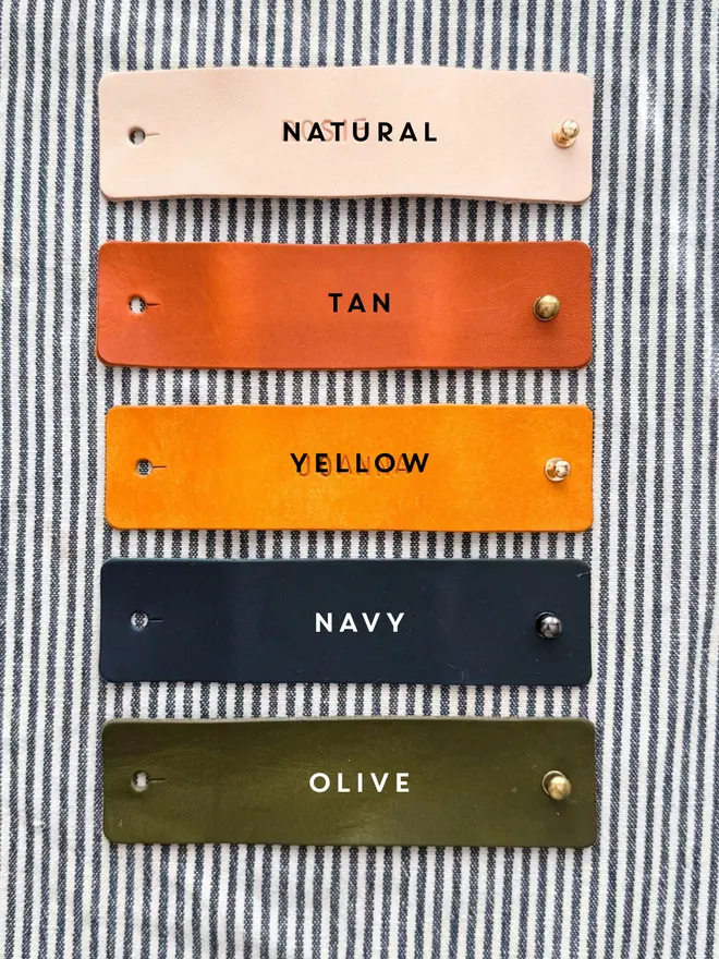 Handmade Personalised Leather Napkin Rings Place Settings Colour Guide