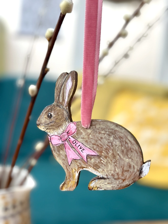 Easter bunny hanging Easter bunny with pink