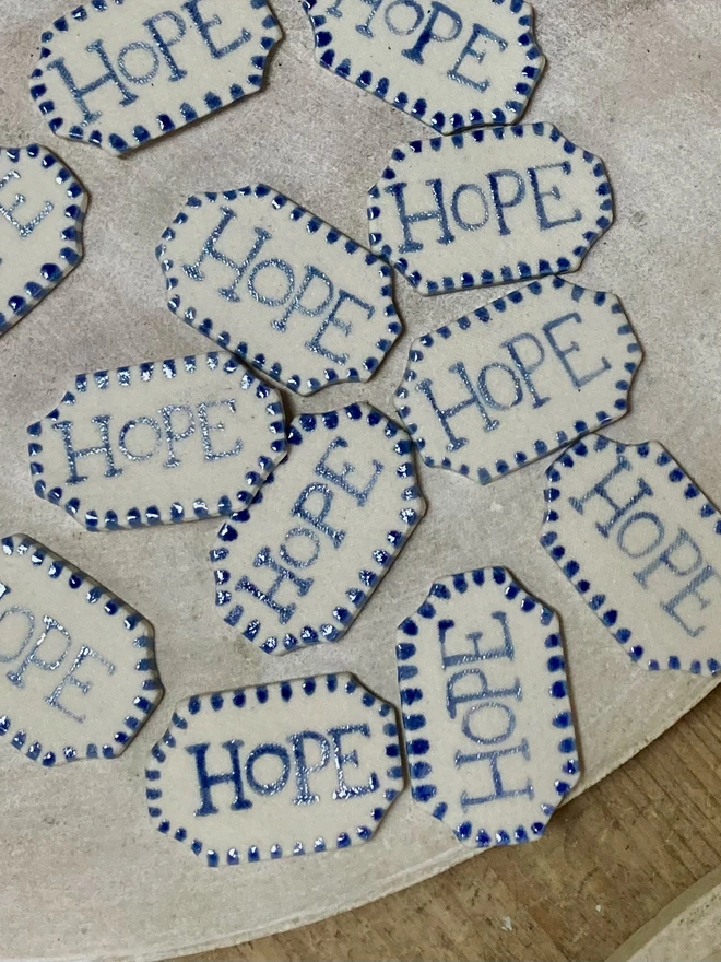 lots of hope badges in production