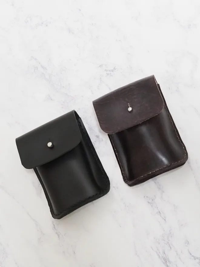 black and plum leather playing card holders
