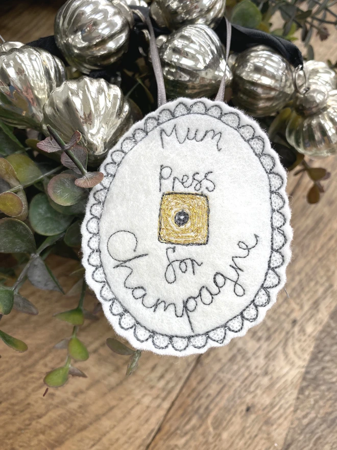 Press for Champagne personalised Christmas Tree Decoration 