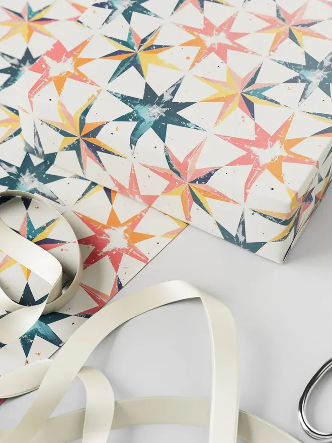 Star Block Print Wrapping Paper 