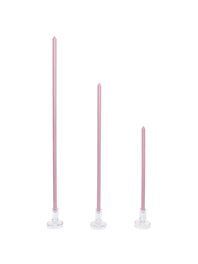 lilac taper candle pair