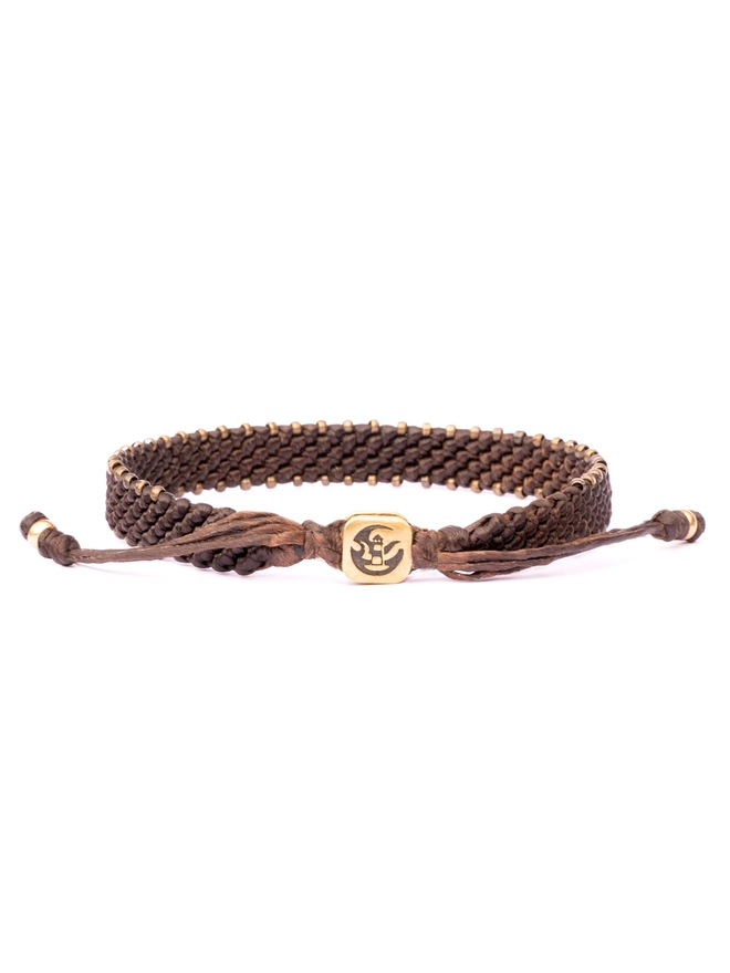 brown rope and bronze bracelet for men