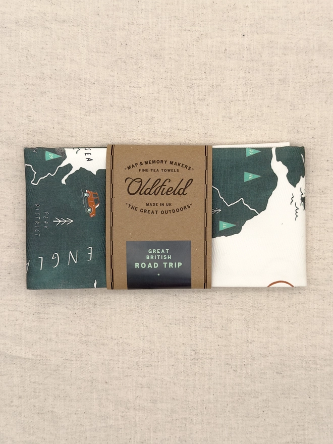 Great British `Road Trip Tea Towel Folded Front