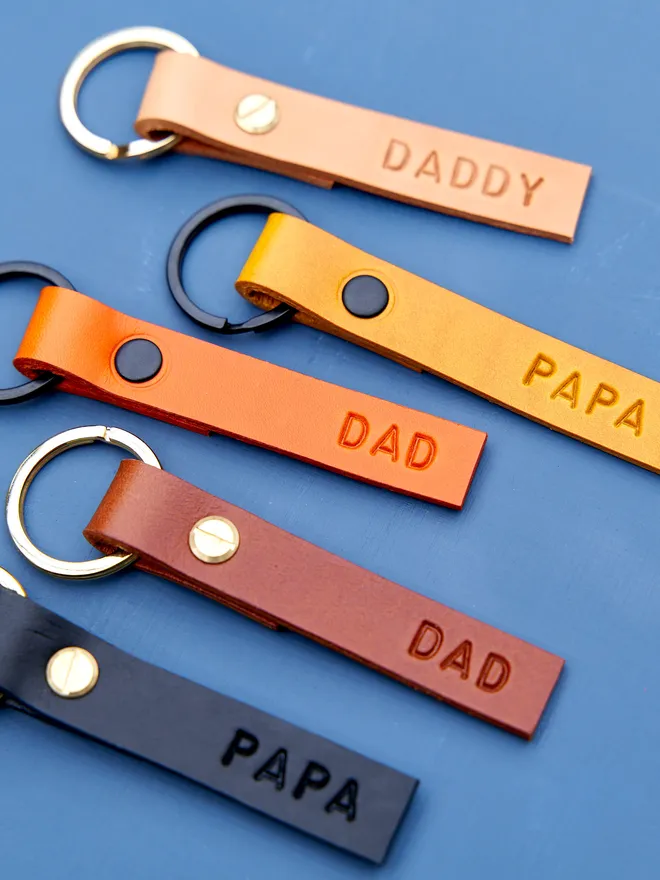 Personalised men's leather keyring