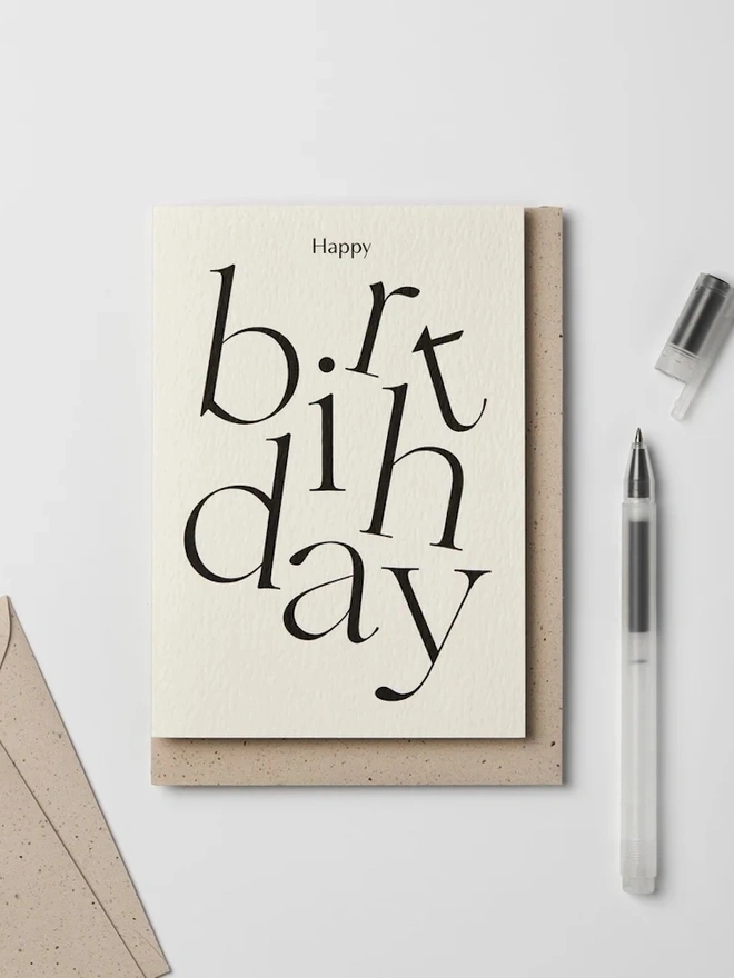 Serif Type 'Happy Birthday' Card