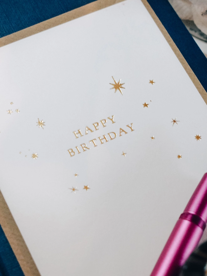 Gold and Pink Birthday Card