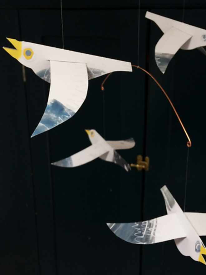 Seagulls Handmade Paper Birds Mobile