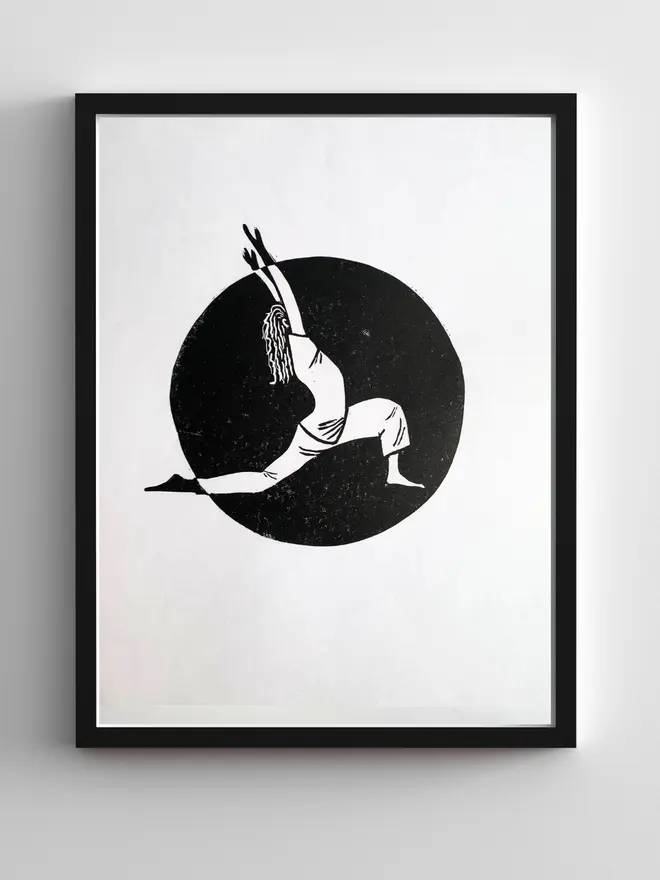 linocut print yoga warrior susan bradley handmade
