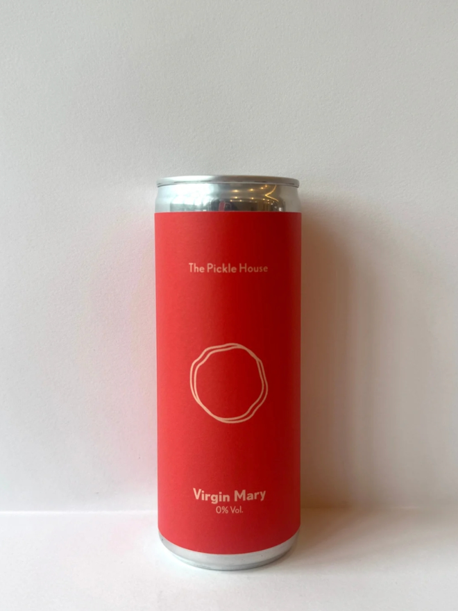 The Virgin Mary. A can of alcohol free Virgin Mary mocktail from The Pickle House.