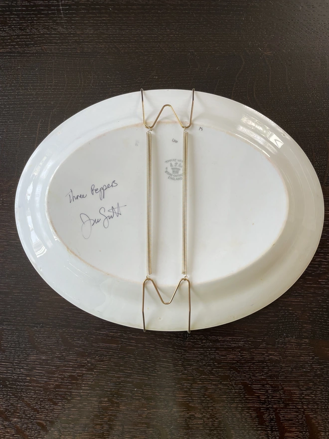 plate hanger on back of painted plate