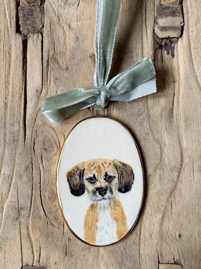 Ceramic Wall hanging custom pet portrait 
