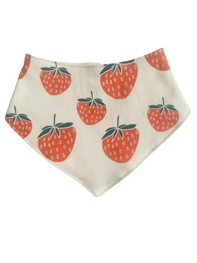 Cream Strawberry Organic Cotton Baby Bib