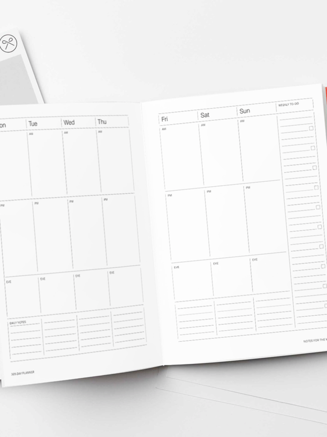 Red A5 Lay Flat 365 Undated Planner