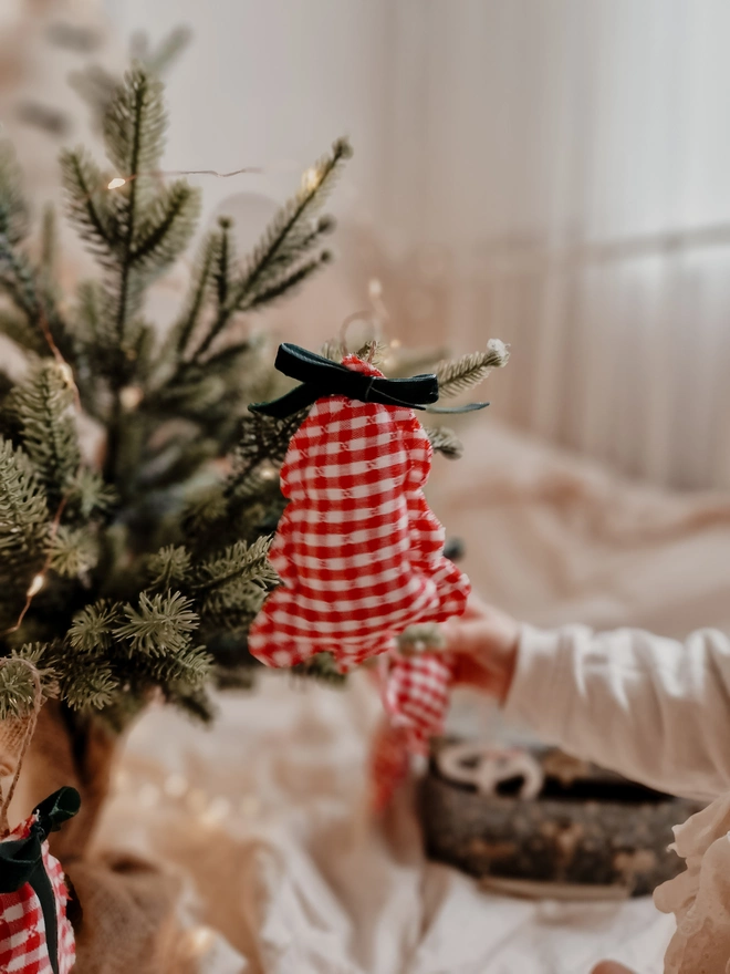 Handmade Cotton Christmas Tree Ornament, Festive Nursery Decor