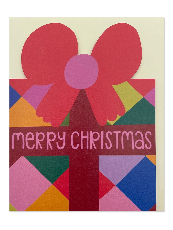 Colourful Christmas Present Shaped Mini Christmas Card ‘Merry Christmas’ | Raspberry Blossom