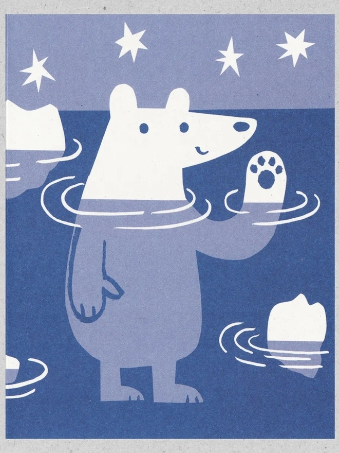 Paddling Polar Bear Christmas Card