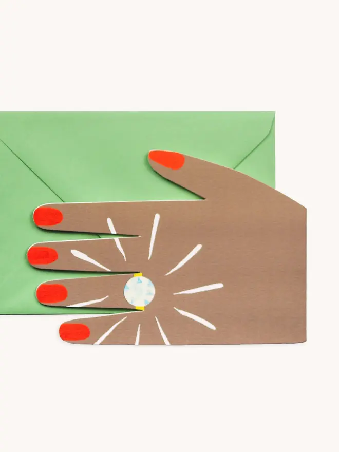 hand shaped diamond engagement ring card