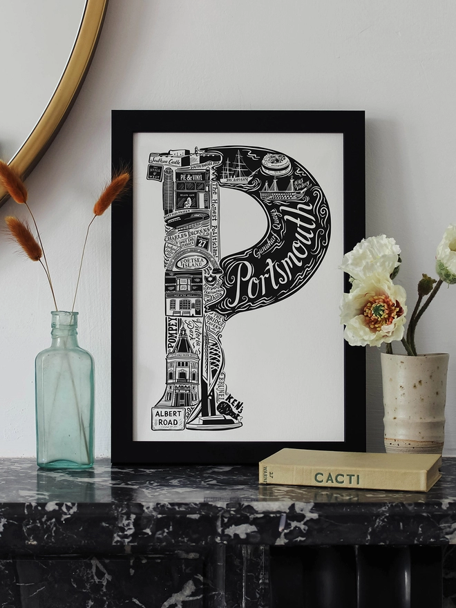 Portsmouth letter P framed print