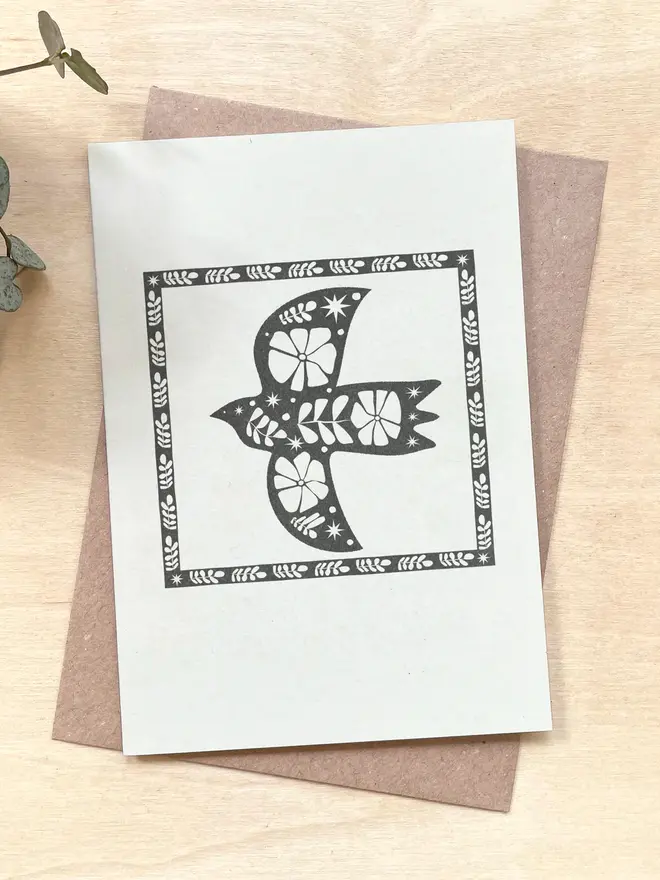 'Free Bird' Recycled Coffee Cup Greetings Card