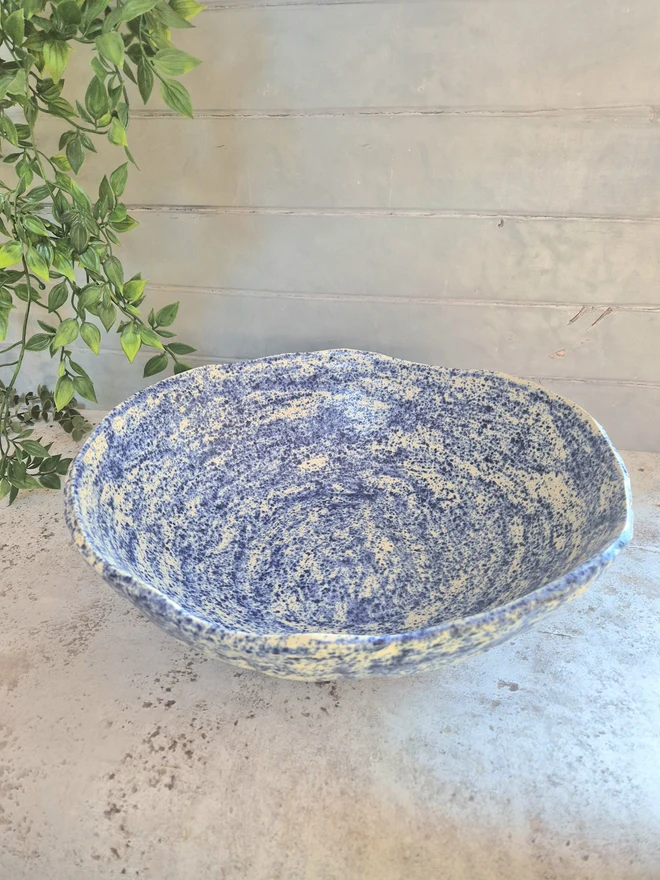 Large serving bowl, large centrepiece bowl, large ceramic bowl, large pottery bowl, Jenny Hopps Pottery, Blue large bowl