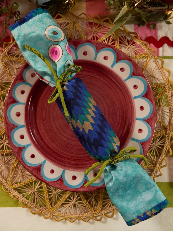 Sari wrap reusable Christmas crackers