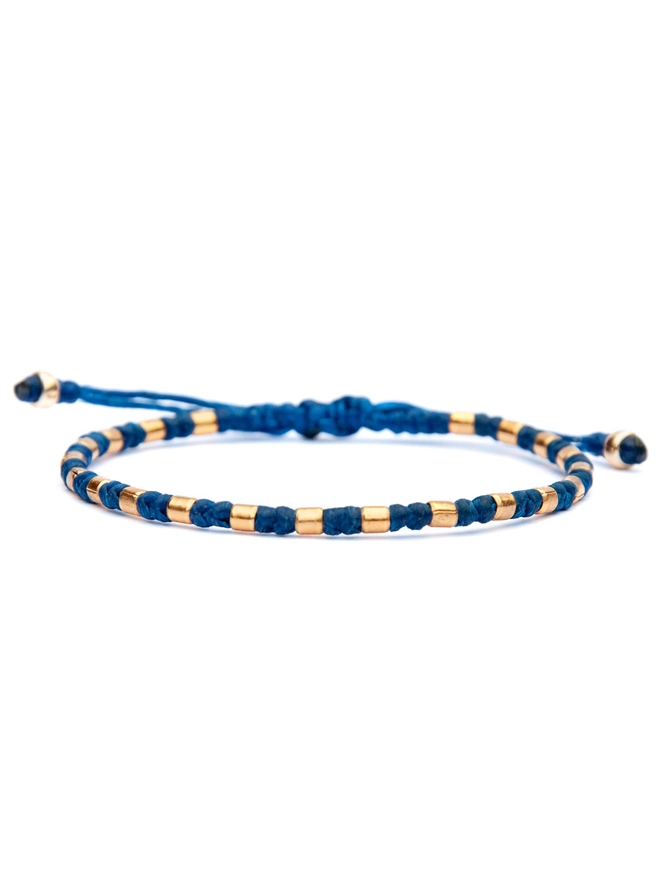 blue rope and gold bracelet for women