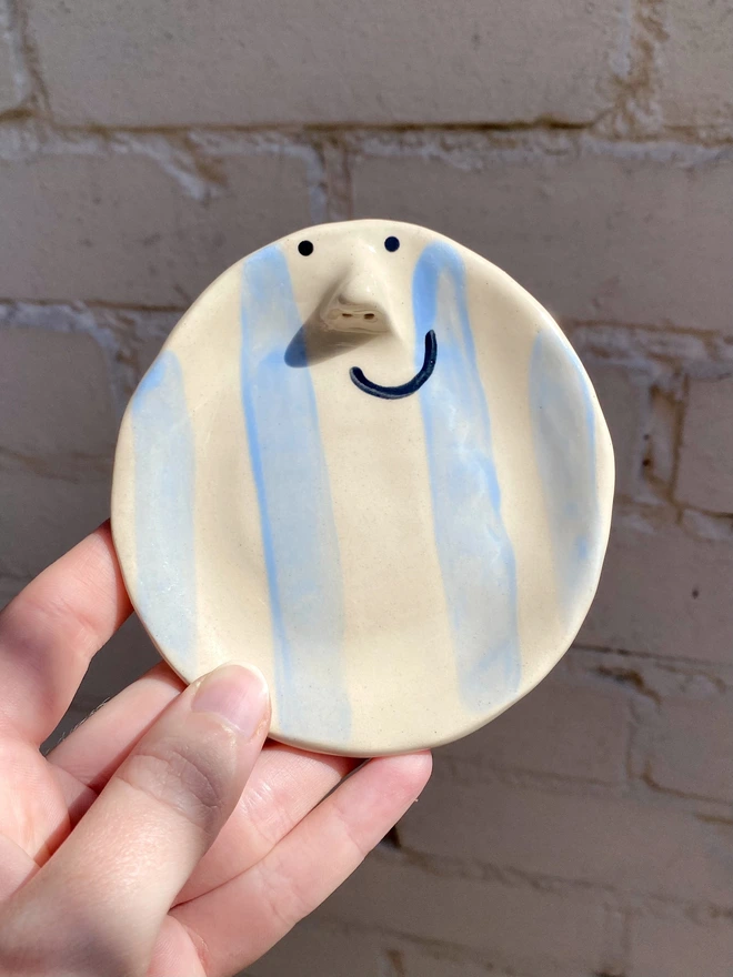 blue stripe trinket tray