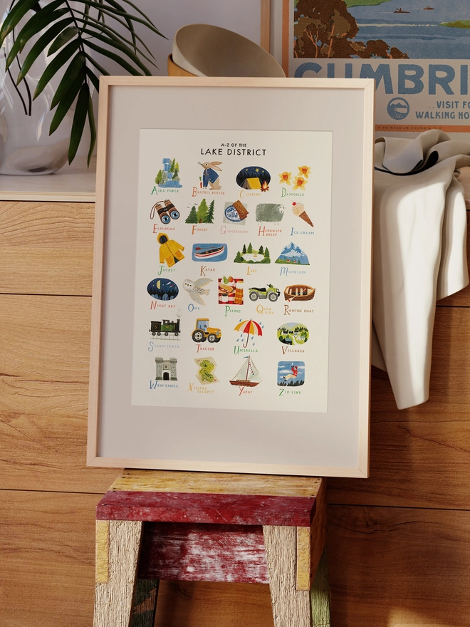 Framed Lake District A-Z print