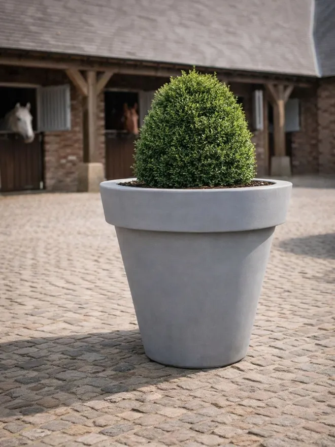 With its soft light grey finish, the Tubby brings a calm, modern look while offering a generous 216-litre planting volume. The wide, rounded form works beautifully for shrubs, grasses and statement foliage on patios or balconies. Durable, frost-resistant and easy to move, it balances style with everyday practicality.