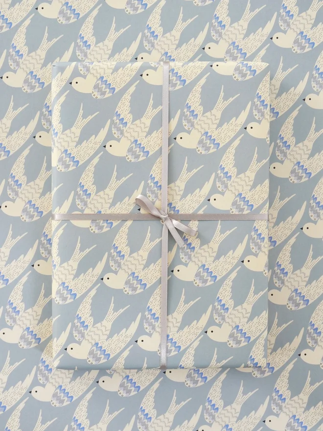 'Birds in Blue' Wrapping Paper (Roll Of 6 Sheets)