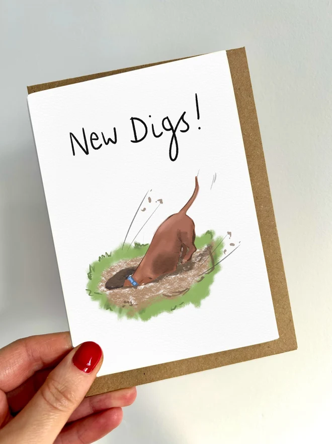 new home dog card dachshund