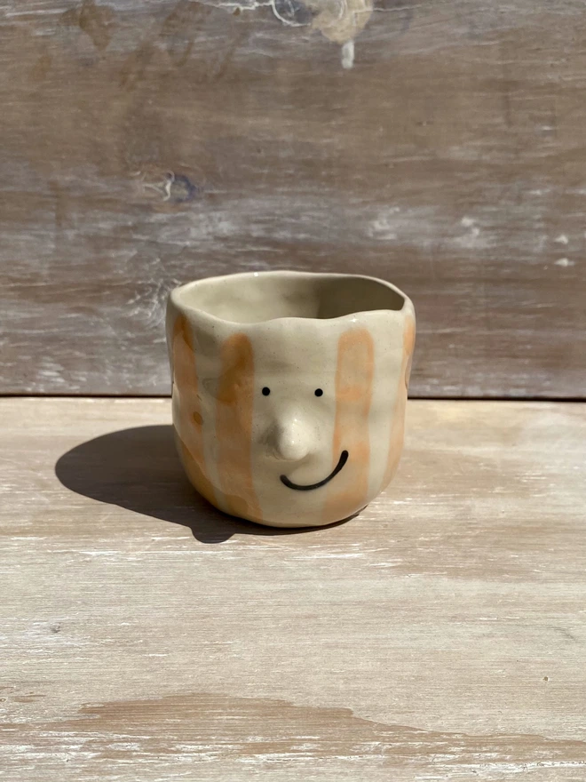 orange stripe pot - front