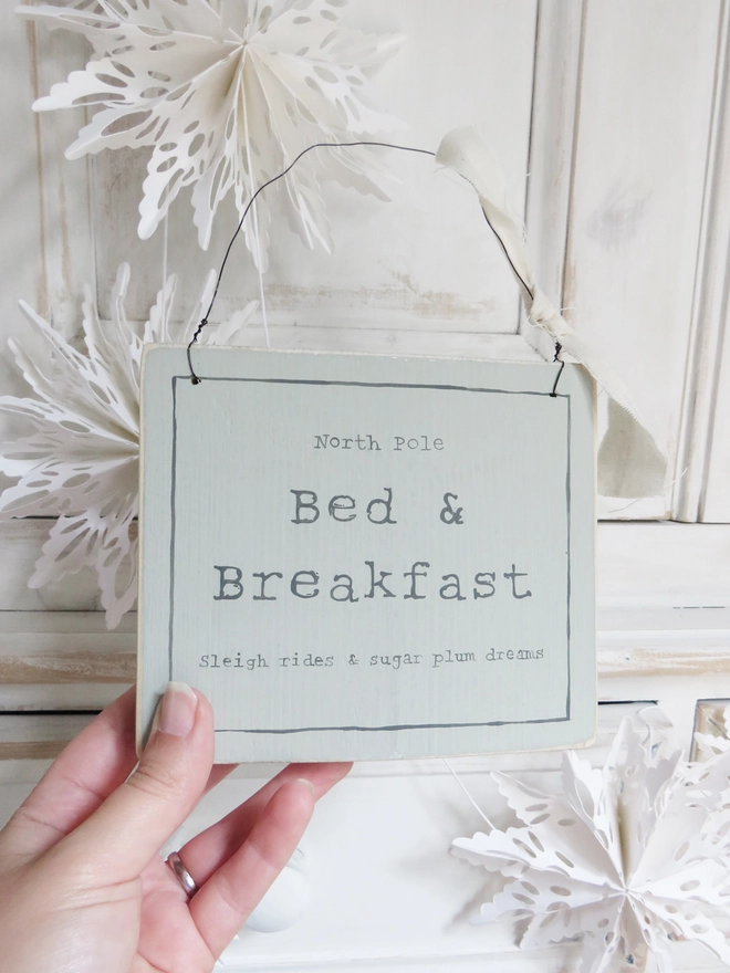North Pole B&B handpainted festive sign